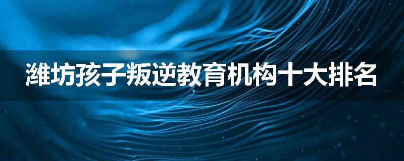 潍坊孩子叛逆教育机构十大排名