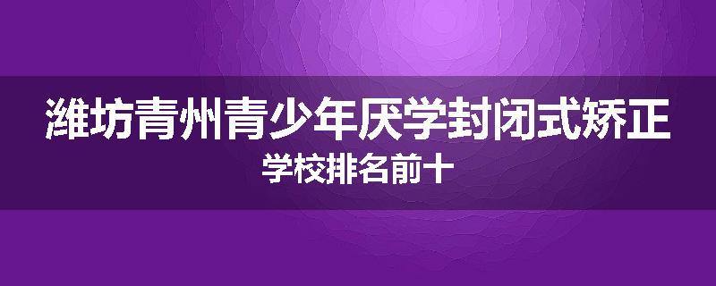 潍坊青州青少年厌学封闭式矫正学校排名前十