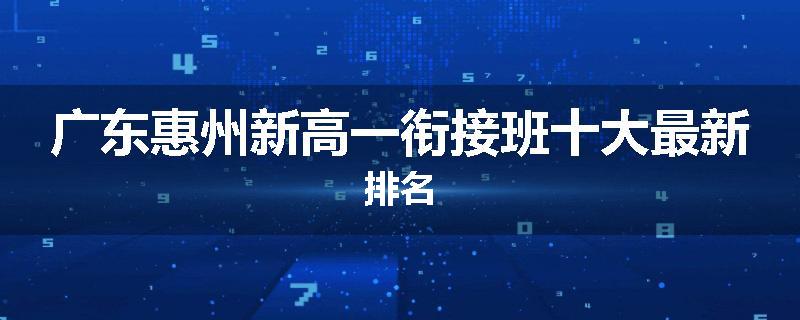 广东惠州新高一衔接班十大最新排名