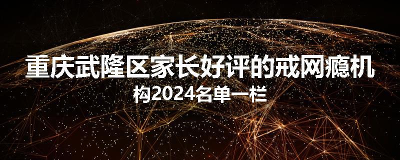 重庆武隆区家长好评的戒网瘾机构2024名单一栏