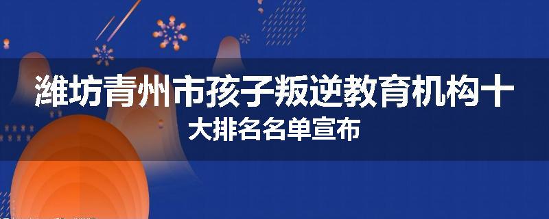 潍坊青州市孩子叛逆教育机构十大排名名单宣布