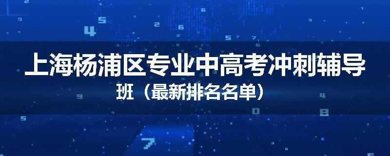 上海杨浦区专业中高考冲刺辅导班（最新排名名单）