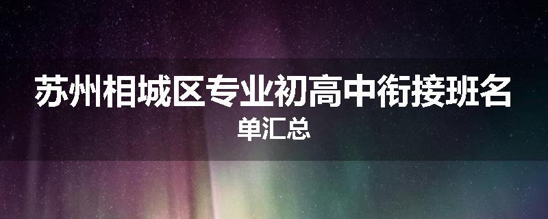 苏州相城区专业初高中衔接班名单汇总
