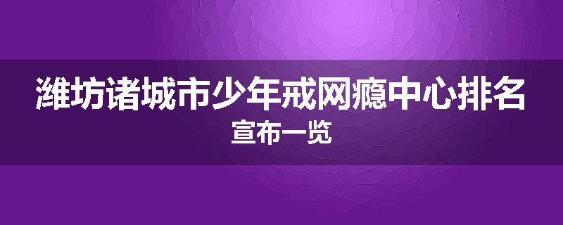 潍坊诸城市少年戒网瘾中心排名宣布一览
