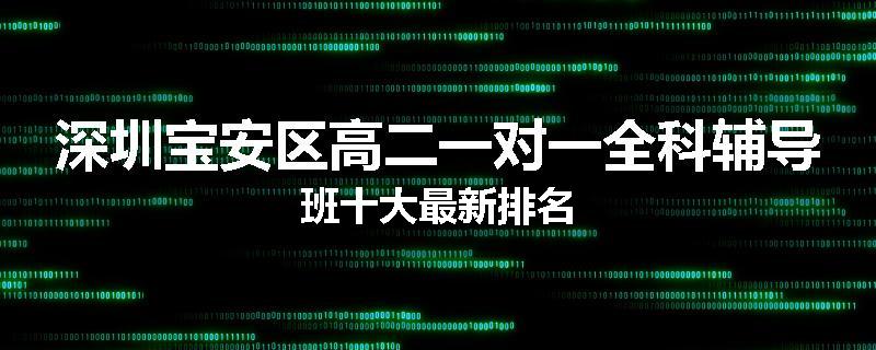 深圳宝安区高二一对一全科辅导班十大最新排名