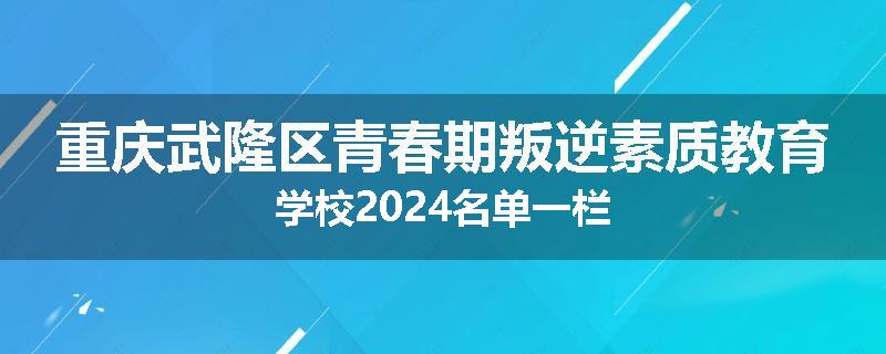 重庆武隆区青春期叛逆素质教育学校2024名单一栏