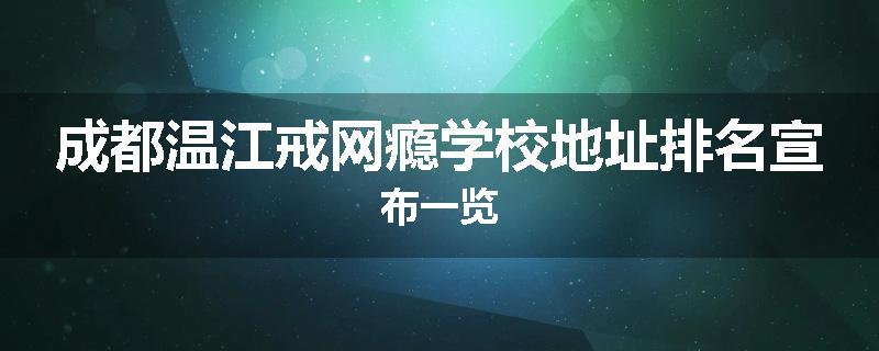 成都温江戒网瘾学校地址排名宣布一览