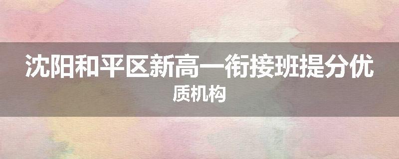 沈阳和平区新高一衔接班提分优质机构