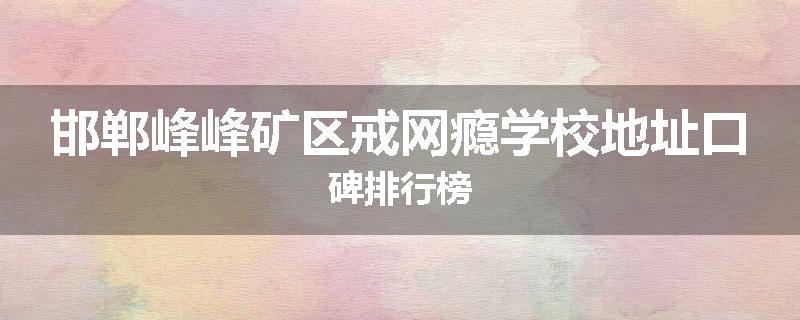 邯郸峰峰矿区戒网瘾学校地址口碑排行榜