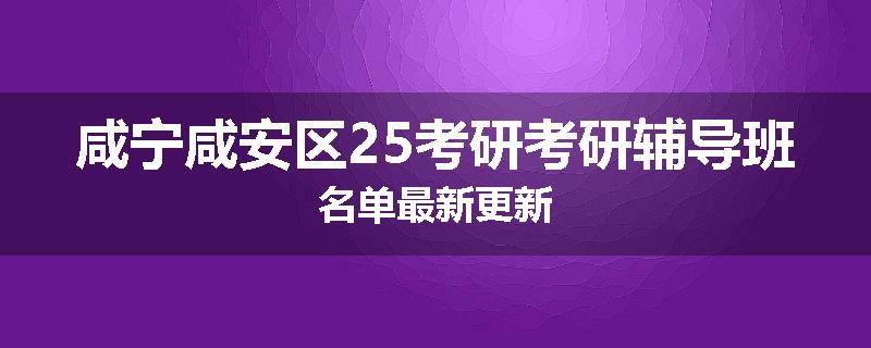 咸宁咸安区25考研考研辅导班名单最新更新