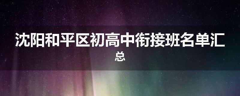 沈阳和平区初高中衔接班名单汇总