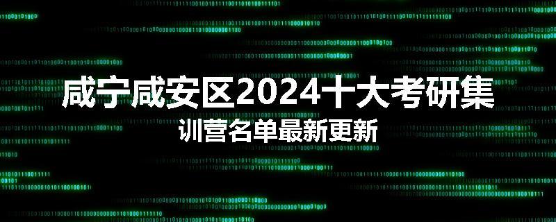 咸宁咸安区2024十大考研集训营名单最新更新