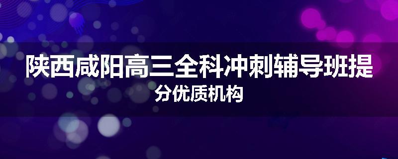 陕西咸阳高三全科冲刺辅导班提分优质机构