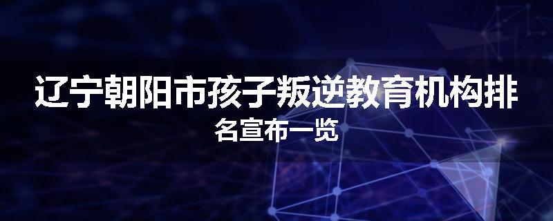 辽宁朝阳市孩子叛逆教育机构排名宣布一览