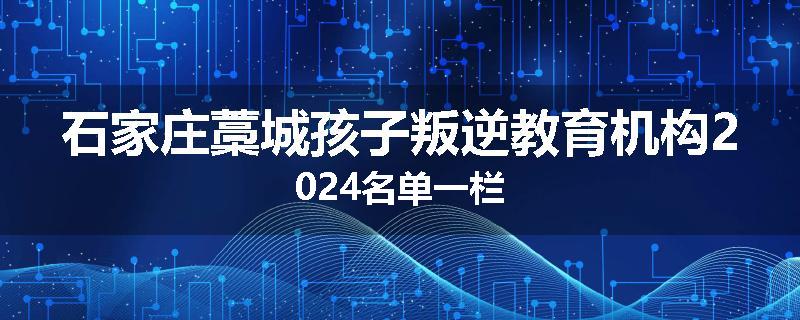 石家庄藁城孩子叛逆教育机构2024名单一栏