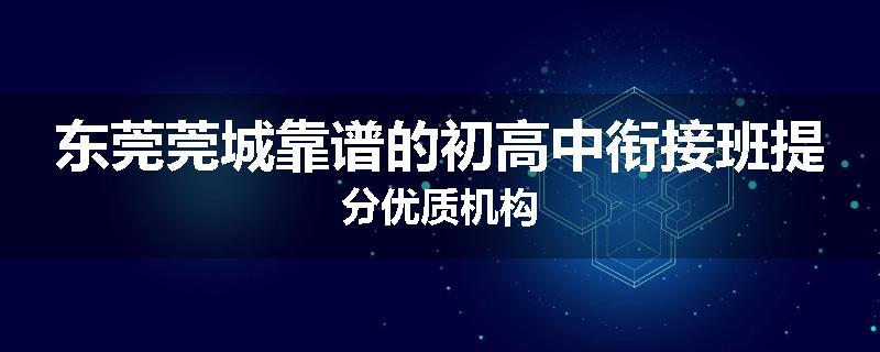 东莞莞城靠谱的初高中衔接班提分优质机构