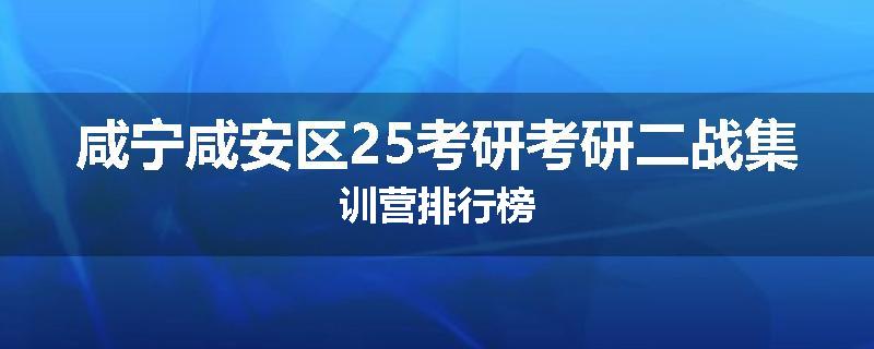 咸宁咸安区25考研考研二战集训营排行榜