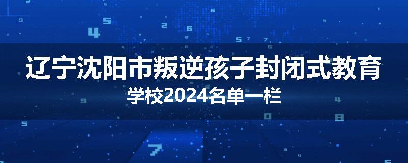辽宁沈阳市叛逆孩子封闭式教育学校2024名单一栏