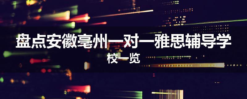 盘点安徽亳州一对一雅思辅导学校一览