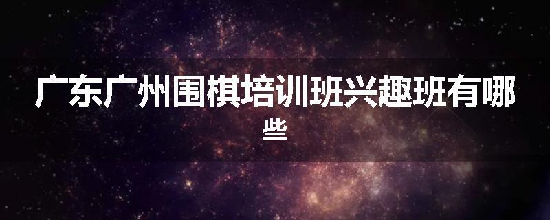 广东广州围棋培训班兴趣班有哪些