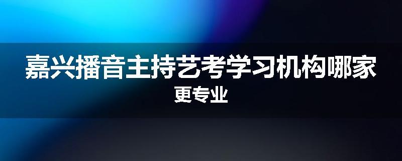 嘉兴播音主持艺考学习机构哪家更专业