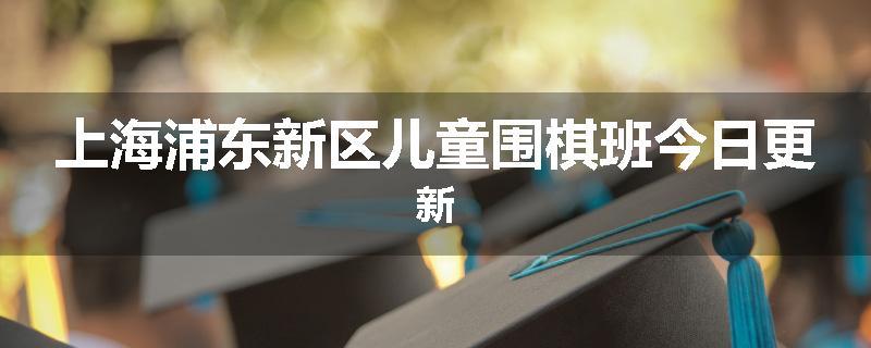 上海浦东新区儿童围棋班今日更新