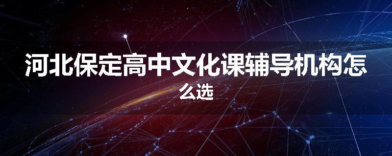 河北保定高中文化课辅导机构怎么选