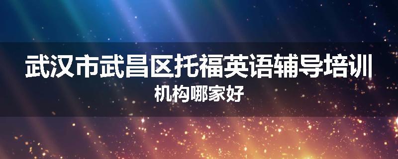 武汉市武昌区托福英语辅导培训机构哪家好