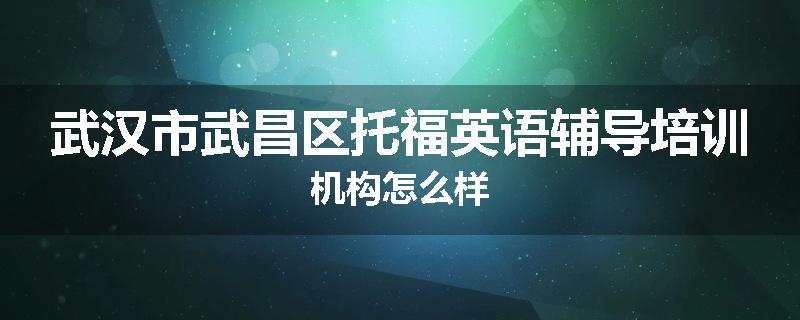 武汉市武昌区托福英语辅导培训机构怎么样