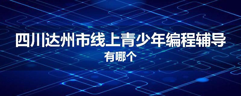 四川达州市线上青少年编程辅导有哪个