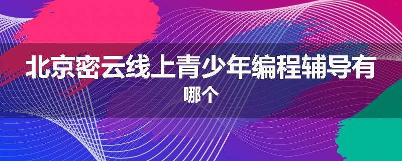 北京密云线上青少年编程辅导有哪个