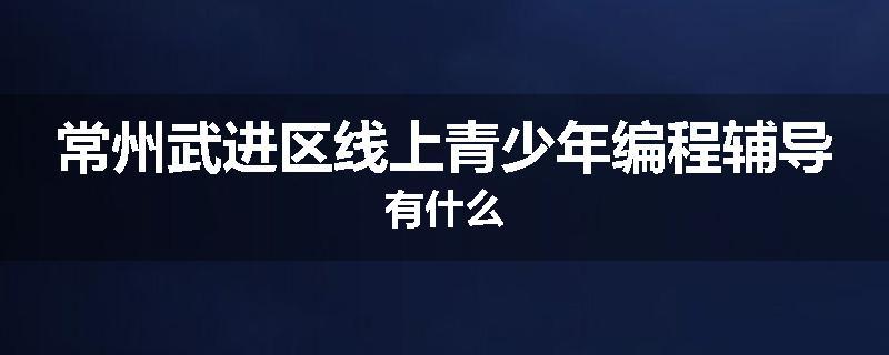 常州武进区线上青少年编程辅导有什么