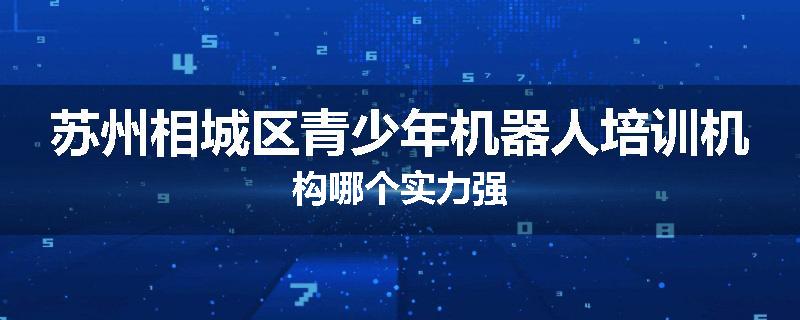 苏州相城区青少年机器人培训机构哪个实力强