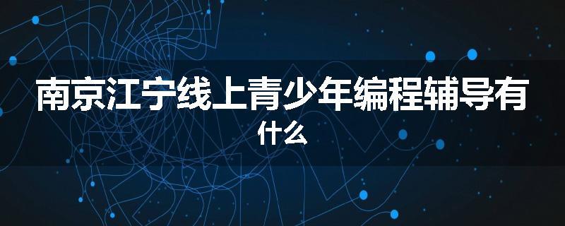 南京江宁线上青少年编程辅导有什么