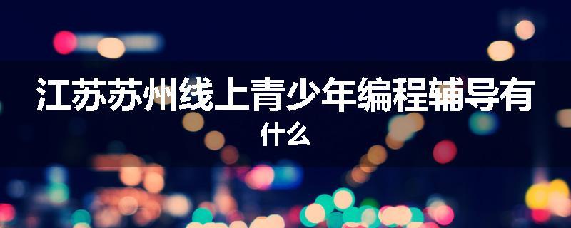 江苏苏州线上青少年编程辅导有什么