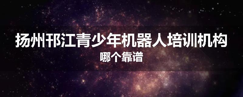 扬州邗江青少年机器人培训机构哪个靠谱