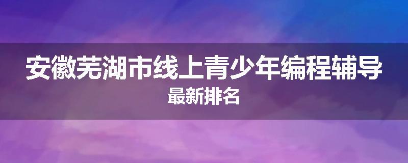 安徽芜湖市线上青少年编程辅导最新排名
