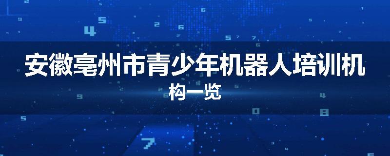 安徽亳州市青少年机器人培训机构一览