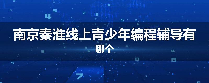 南京秦淮线上青少年编程辅导有哪个