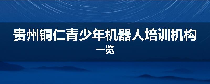 贵州铜仁青少年机器人培训机构一览
