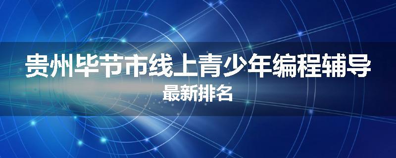 贵州毕节市线上青少年编程辅导最新排名