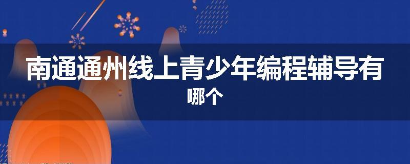 南通通州线上青少年编程辅导有哪个