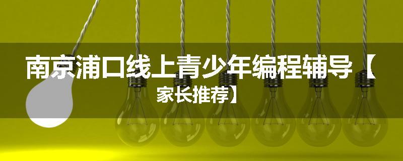 南京浦口线上青少年编程辅导【家长推荐】