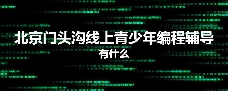 北京门头沟线上青少年编程辅导有什么
