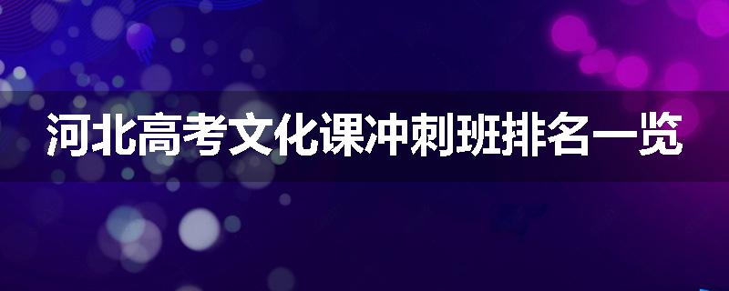 河北高考文化课冲刺班排名一览