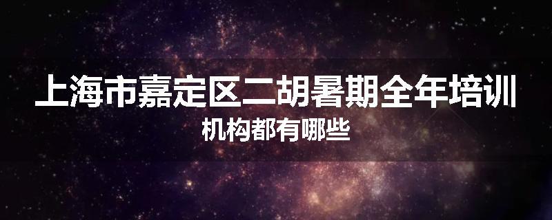 上海市嘉定区二胡暑期全年培训机构都有哪些