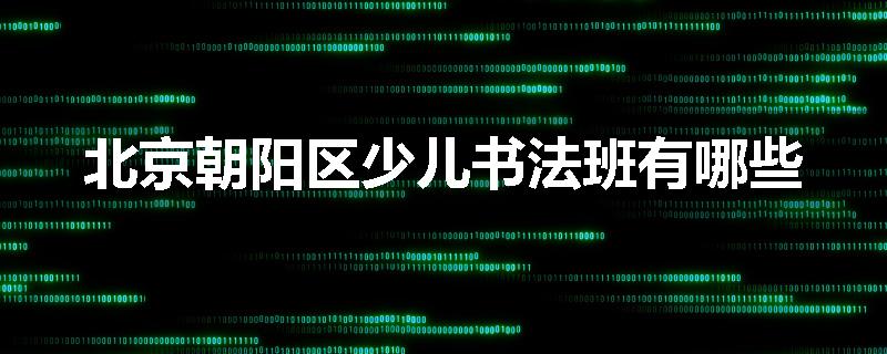 北京朝阳区少儿书法班有哪些