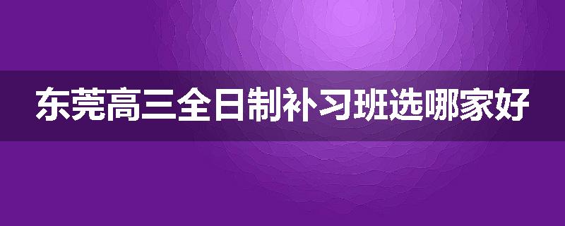东莞高三全日制补习班选哪家好