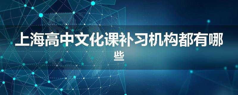 上海高中文化课补习机构都有哪些