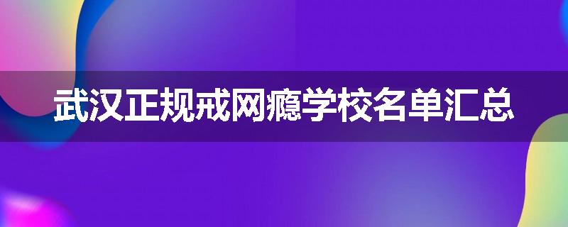 武汉正规戒网瘾学校名单汇总